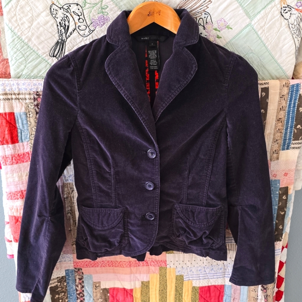 Vintage Marc Jacobs Black Currant Corduroy Blazer Women's 4